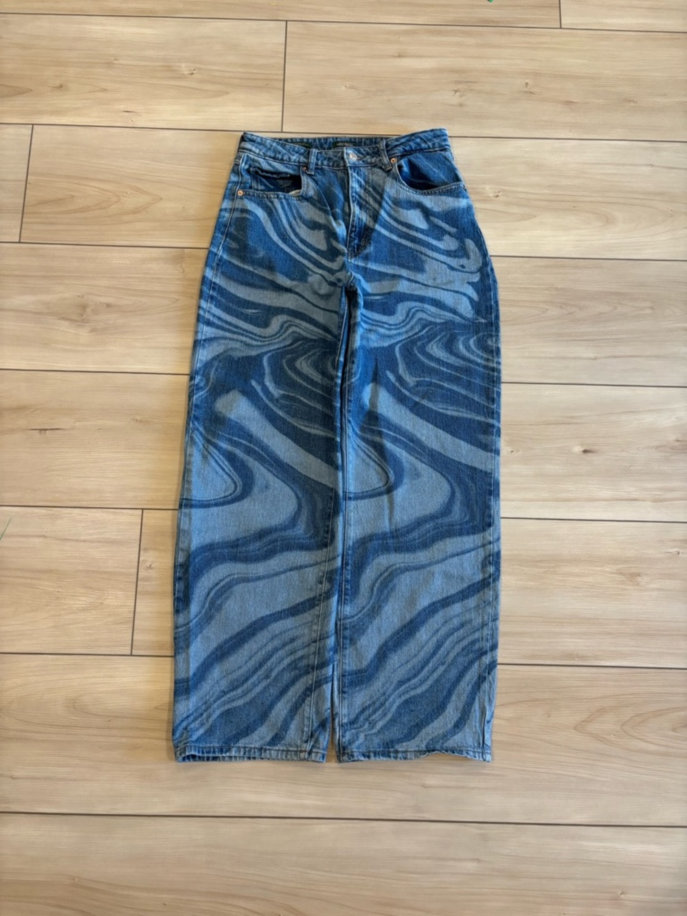 Wild Fable Baggy Wide Leg Swirl Design Denim Jeans